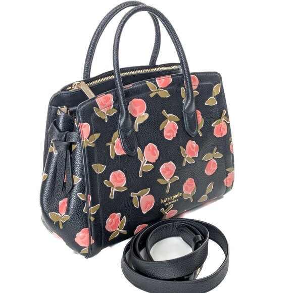 KATE SPADE New York Knott Ditsy Rose Leather Satchel Crossbody - Picture 3 of 16